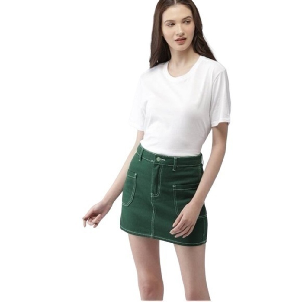 Forever 21 Green Denim Mini Skirt π